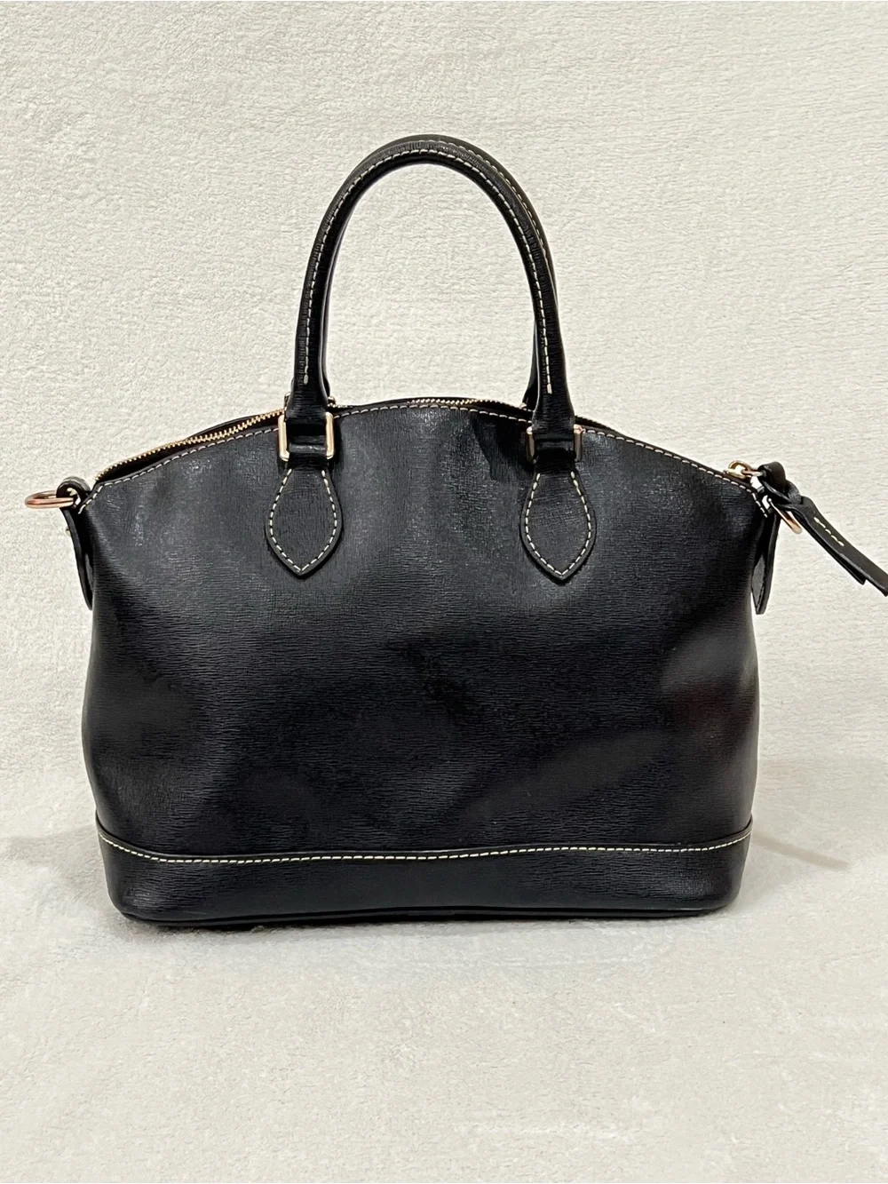 Dooney & Bourke Black Pebble Grain Leather Zip Zip Satchel